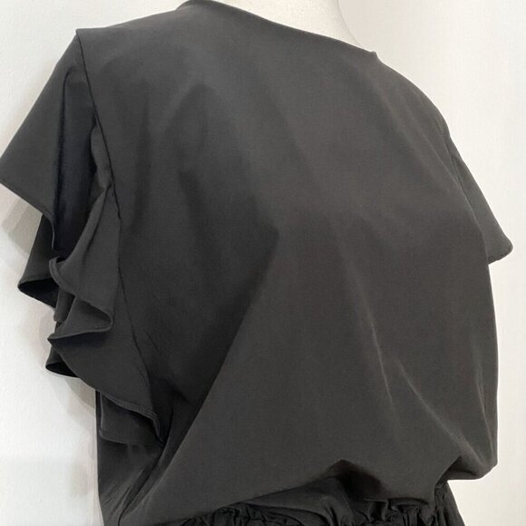 ALBION BLACK RUFFLE NYLON ELASTIC WAIST ROMPER - M - Picture 5 of 9